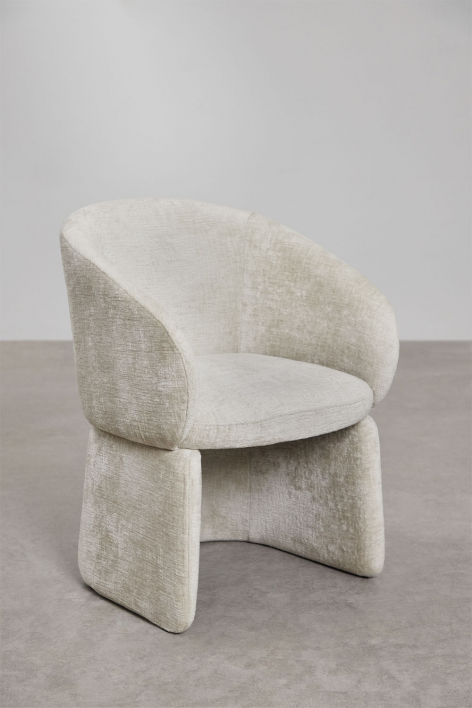 Set van 4 Vasilis chenille eetkamerstoelen met armleuningen