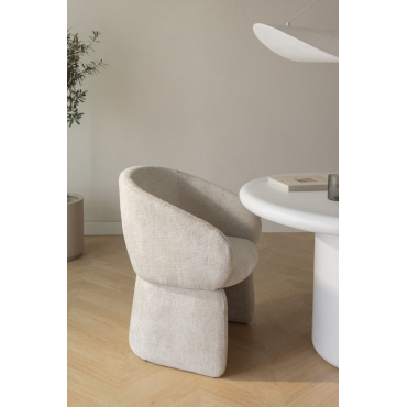 Set Van 2 Vasilis Chenille Eetkamerstoelen Met Armleuningen Stof Chenille Grijs – Koel - Sklum