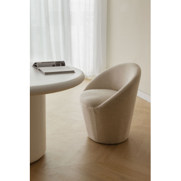 Set Van 4 Gestoffeerde Eetkamerstoelen Leandro Stof Lichtgrijze - Sklum