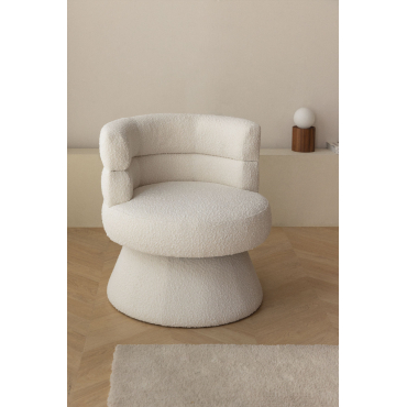 Fauteuil In Bouclé Stof Protea Bouclé Wit - Sklum
