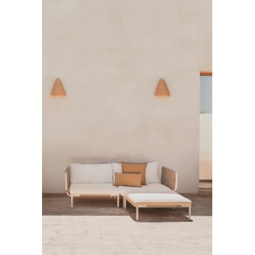 2-delige Modulaire Tuinbank Met 2 Hoekfauteuils En Roubly Poef Beige Amandelroos - Sklum