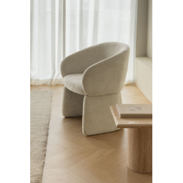 Set Van 2 Vasilis Chenille Fauteuils Stof Chenille Beige – Crème - Sklum
