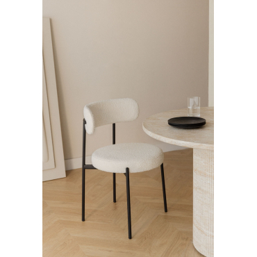 Set Van 2 Eetkamerstoelen In Anisa Bouclé Stof Bouclé Wit - Sklum