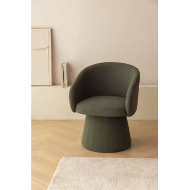 Flavian Bouclé Stoffen Draaifauteuil Bouclé Leger Groen - Sklum