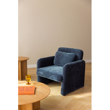 Set Van 2 Jeison Chenille Fauteuils Indigo Blauwe Chenille - Sklum