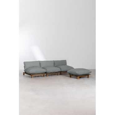 3-delige Modulaire Relaxfauteuil Met Voetenbank In Acaciahout Brina Grijs – Antraciet - Sklum