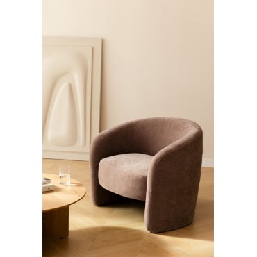 Gombren Fauteuil Stof Chenille Roze – Kwarts - Sklum