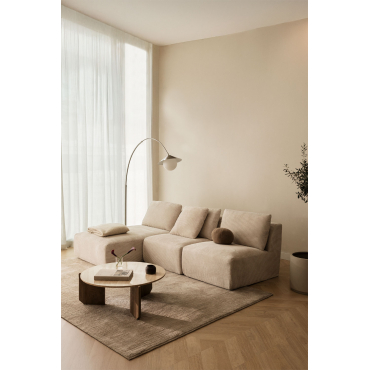 3-delige Modulaire Chaise Longue-bank Met Vacuümverpakt Corduroy-frame Corduroy Beige – Linnen - Sklum