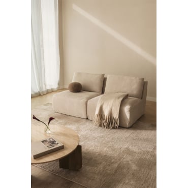2-delige Modulaire Bank In Vacuümverpakt Corduroy Temple Corduroy Beige – Linnen - Sklum