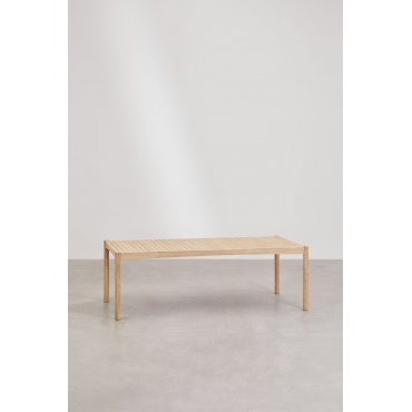 Rechthoekige Eettafel In Acaciahout (220x100 Cm) Karvia Lichte Acaciekleur - Sklum