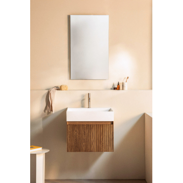 Aldeia Houten Badkamermeubelset Met Geïntegreerde Wastafel Donker Hout & Rectangular Led And Antifog 60x90 Cm Kirvex & Chroom ↑20 - Sklum