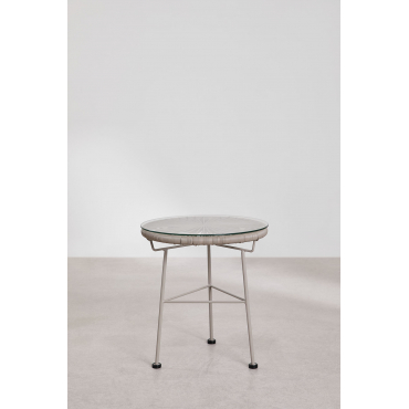 Ronde Bijzettafel Ø45 Cm Van Staal En Synthetisch Riet Acapulco Moka Bruin - Sklum
