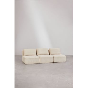 3-delige Modulaire Bank Van Vacuümverpakt Corduroy Temple Corduroy Beige – Linnen - Sklum