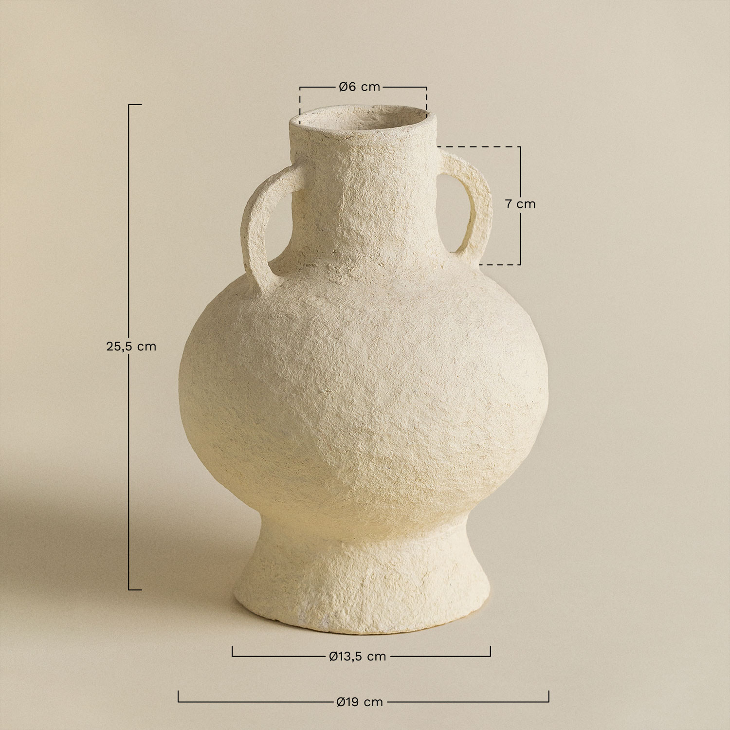 Decoratieve handgemaakte vaas in papier-maché snijmachine Cutler, AFMETINGEN