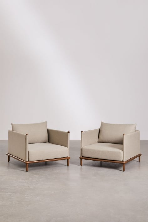 Set van 2 fauteuils van acaciahout Olivia