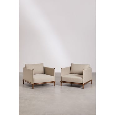 Pakket Van 2 Olivia Acaciahouten Fauteuils Beige - Semoline - Sklum