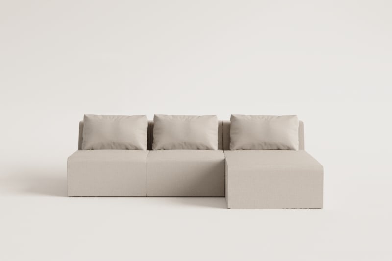 3-delige modulaire chaise longue-bank rechts, van vacuümverpakt corduroy Temple