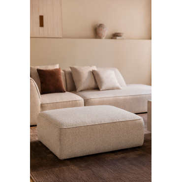 Cardea Gestoffeerde Modulaire Bankpoef Crèmebeige Boucléstof - Sklum