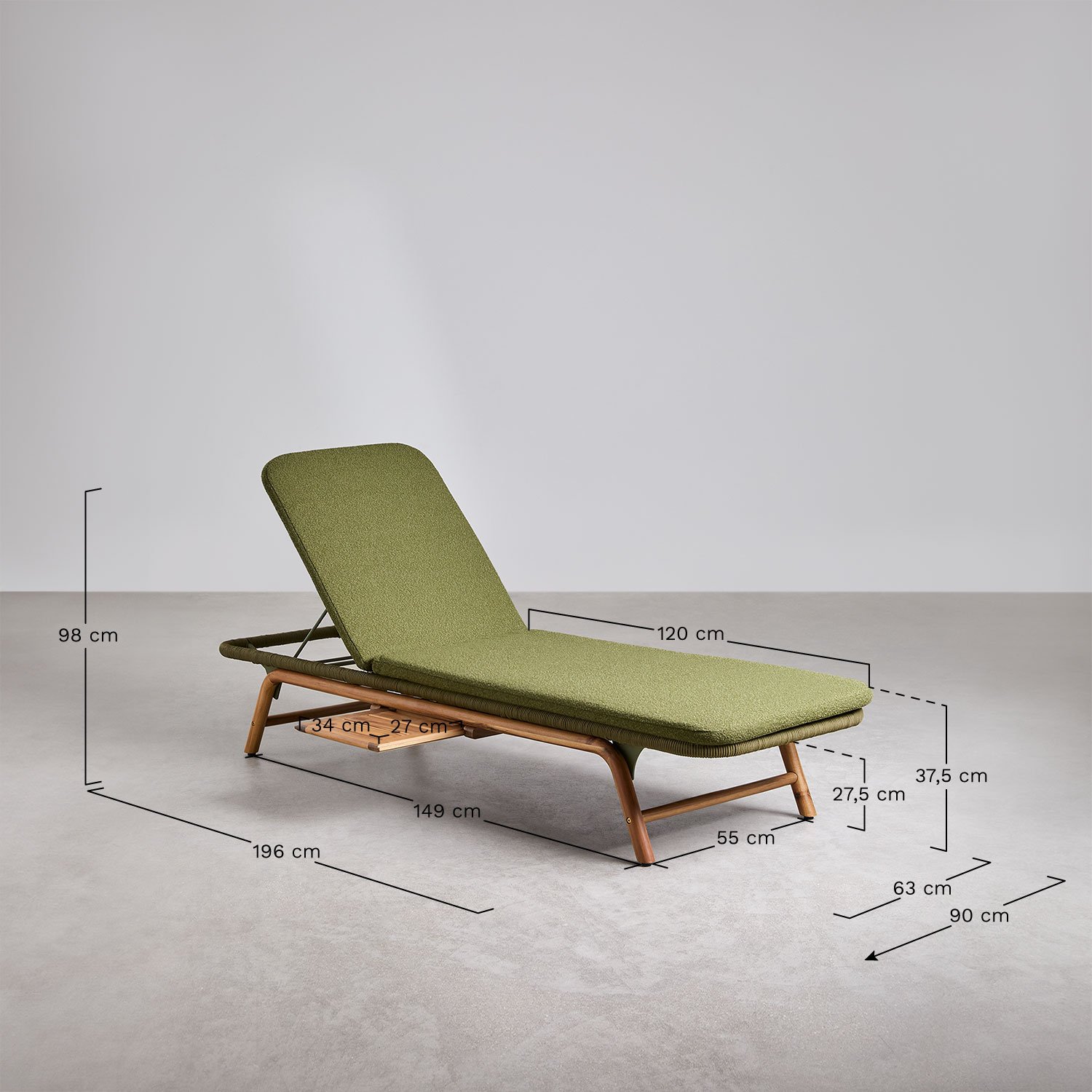 Pakket van 2 Ikaria Acacia Houten Ligstoelen, AFMETINGEN