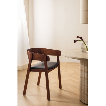 Set Van 2 Eetkamerstoelen In Hout Olsen Donker Hout & Kunstleren Zwart - Sklum
