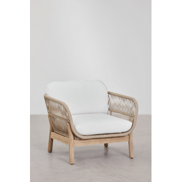 Karvia Fauteuil Van Aluminium En Acaciahout Stof Gardenia Wit - Sklum