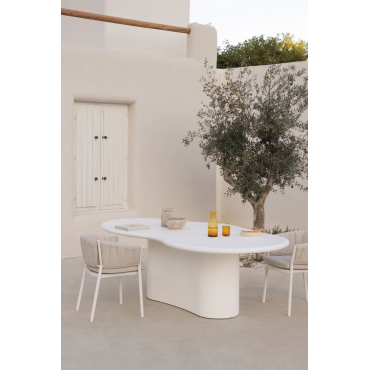 Ovale Tuintafel 230x130 Cm In Beton Vaduz Wit - Sklum
