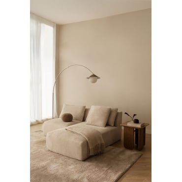 2-delige Modulaire Chaise Longue-bank Rechts In Vacuümverpakt Corduroy Temple Corduroy Beige – Linnen - Sklum