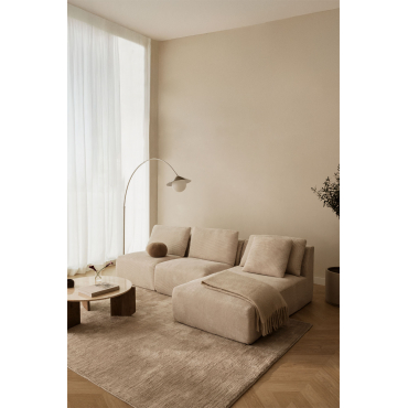 3-delige Modulaire Chaise Longue-bank Rechts, Van Vacuümverpakt Corduroy Temple Corduroy Beige – Linnen - Sklum