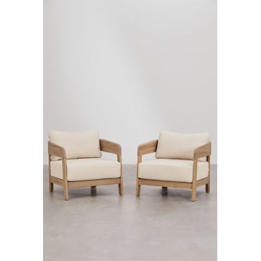 Set Van 2 Fauteuils Van Acaciahout Uleno Lichte Acaciekleur - Sklum