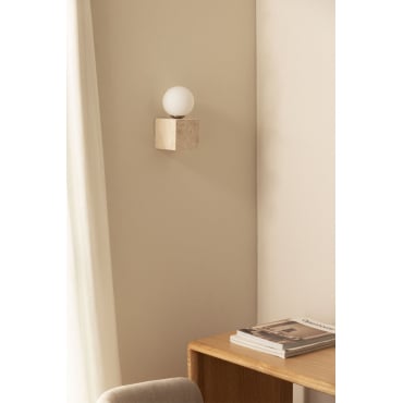 Vierkante Wandlamp In Travertijn Met Glazen Bol Davise Travertine - Sklum