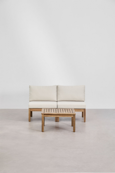 Woonkamerset met 2-delige modulaire bank en salontafel in Branson acaciahout