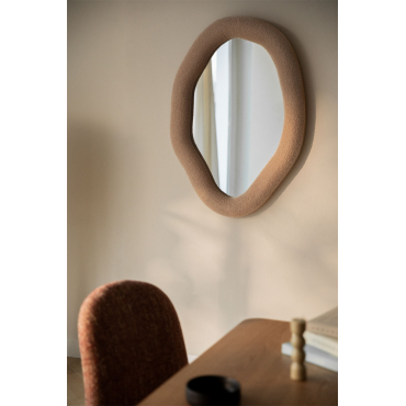 Ceniro Schapenvacht Wandspiegel 70x100 Cm Chenille Bruin - Tarwe - Sklum