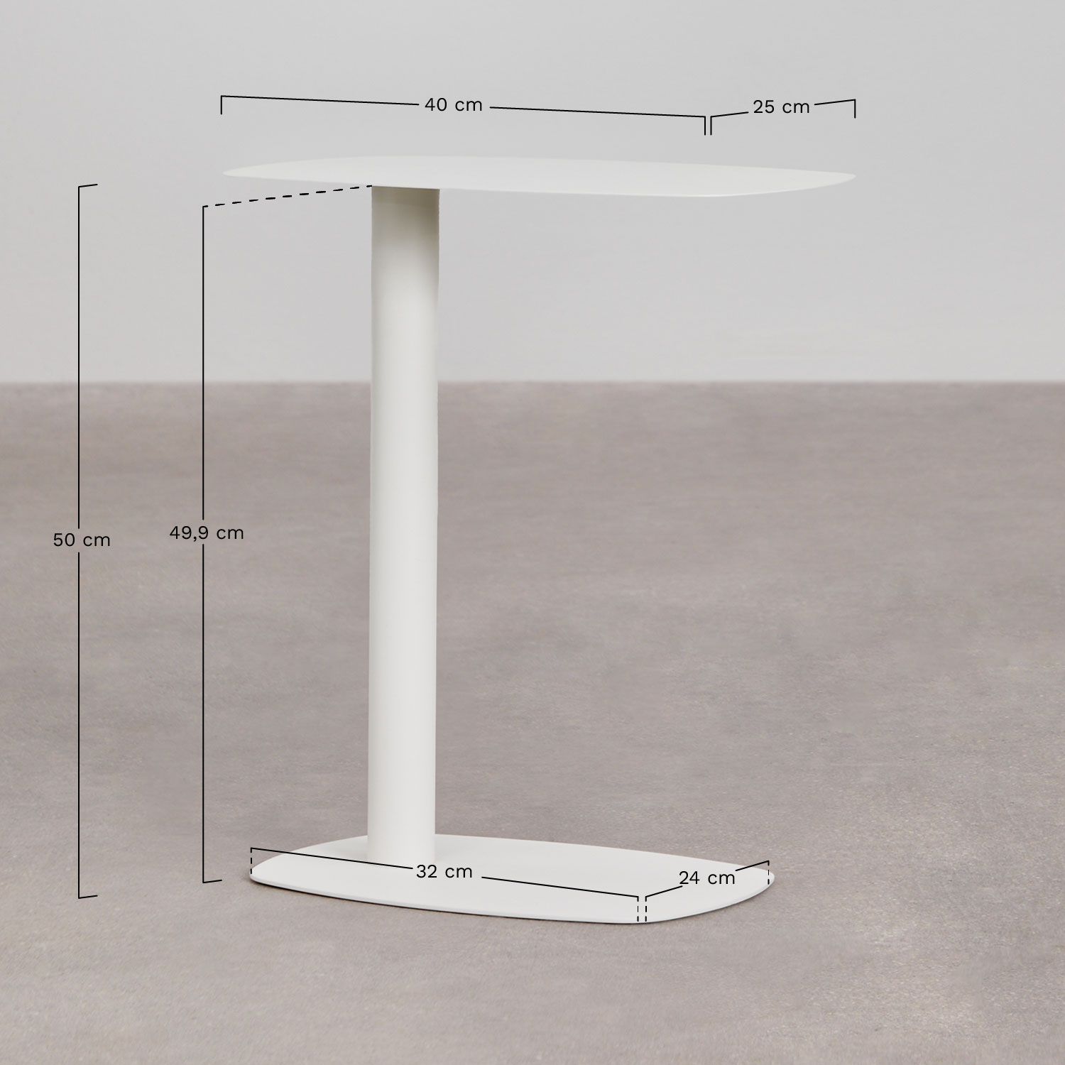 Rechthoekige bijzettafel voor de tuin 40x25 cm in roestvrij staal Odelia, AFMETINGEN