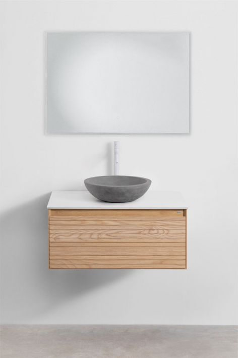 Tedrik zwevend badkamermeubelset 80x50 cm in essenhout - Ash Brown