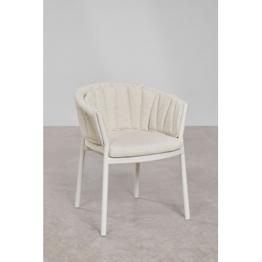 2-pack Eetkamerstoelen Met Armleuningen Van Aluminium En Stof Roderise Bouclé Natuurlijke Kleuren - Sklum