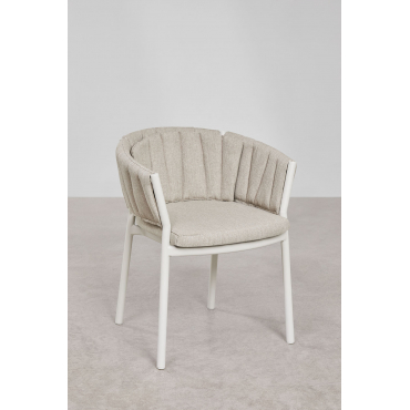 Set Van 4 Eetkamerstoelen Met Armleuningen In Aluminium En Stof Roderise Stof Zandbruin - Sklum