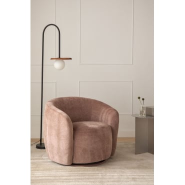 Mieres Chenille Draaifauteuil Roze Wijn - Sklum