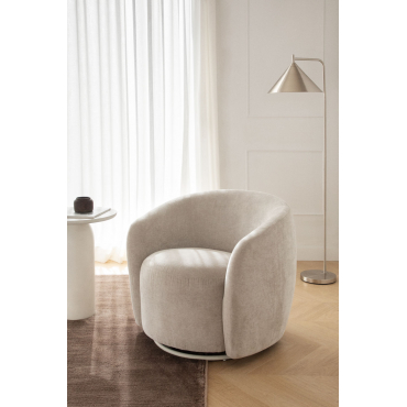 Set Van 2 Mieres Chenille Draaifauteuils Zand Grijs - Sklum