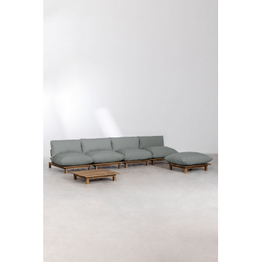 Modulaire 4-delige Reclinable Sofa Woonkamer Set, Salontafel En Poef In Brina Acaciahout Grijs – Antraciet - Sklum