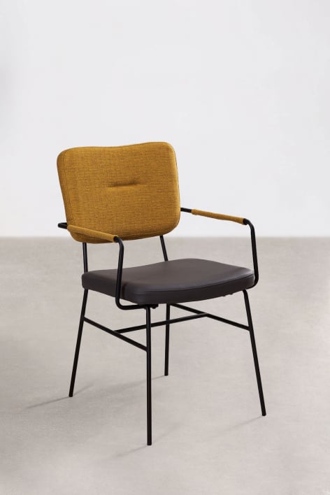 Set van 4 gestoffeerde eetkamerstoelen met armleuningen Milih