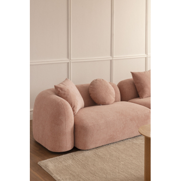 Linker Hoekmodule Met 2 Zitplaatsen Voor Modulaire Bank In Coco Chenille Stof Chenille Roze – Kwarts - Sklum