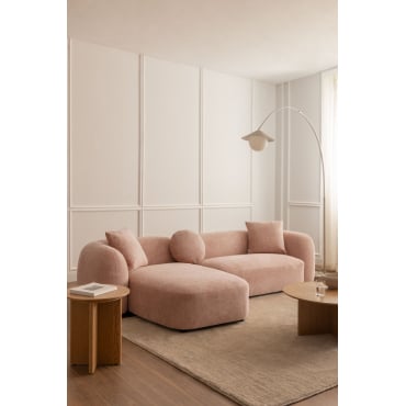 Modulaire Bank Met Linker Chaise Longue Van 2 Delen In Chenille Coco Stof Chenille Roze – Kwarts - Sklum