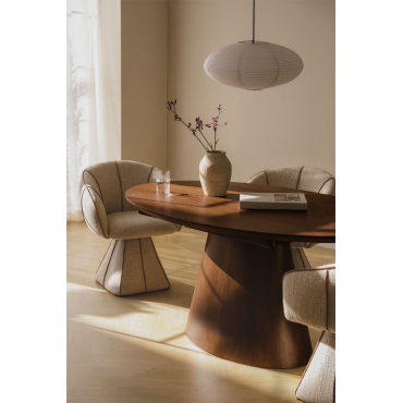 Ovale Eettafel 160-200x100 Cm Uitschuifbaar In Mdf En Fineer Gala Donker Hout - Sklum