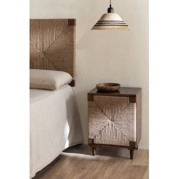Set Van 2 Nachtkastjes Van Mangohout En Jute Evans Donker Hout - Sklum