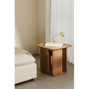 Vierkante Bijzettafel 50x50 Cm In Mdf En Ginger Essen Fineer Natuurlijk - Sklum