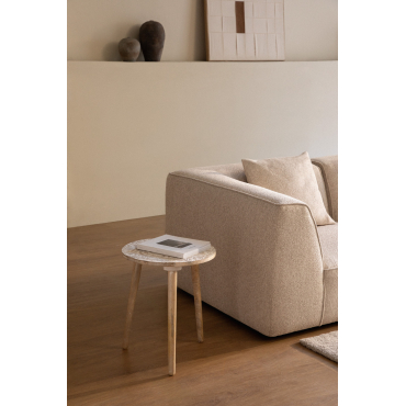 Ronde Bijzettafel Ø40 Cm In Mangohout Silama Vintage Wit Hout - Sklum