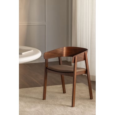 Olsen Houten Eetkamerstoelen Set Van 4 Donker Hout & Kunstleren Bruin - Praliné - Sklum
