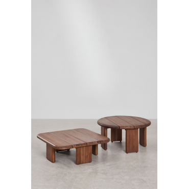 Set Van 2 Salontafels In Famara Acaciahout Acacia Bruin - Sklum