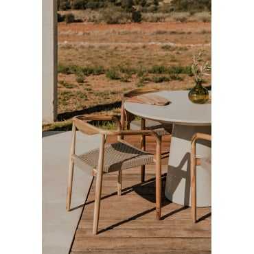 Set Van 4 Tuinstoelen Van Acaciahout En Gevlochten Mallory-touw Bruin - Tarwe - Sklum