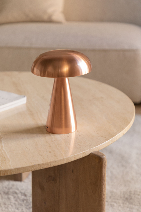 Draadloze LED tafellamp 20 cm van ijzer Galina - Rosé Goud